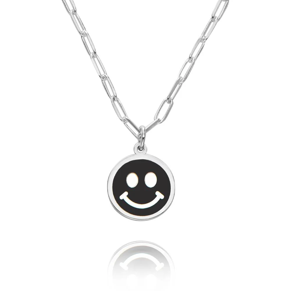 Happy Enamel Pendant Necklace in Sterling Silver - Image 4