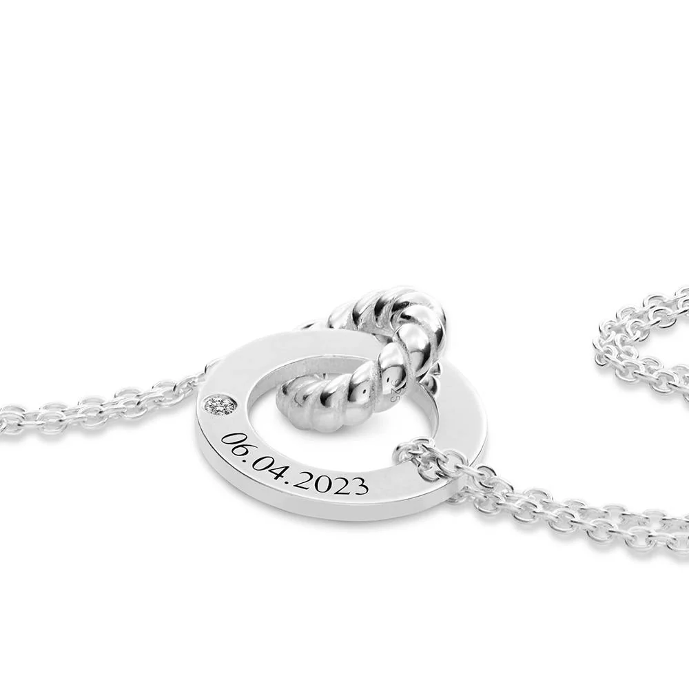 Grace Interlocking Necklace with Diamond in Sterling Silver - Image 3