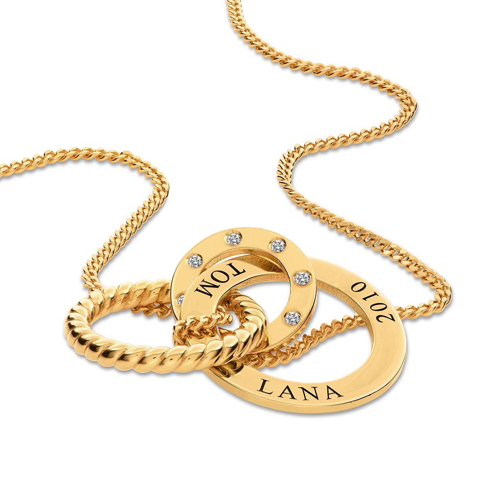 Alta Engraved Necklace with Diamonds in 18K Gold Vermeil - Image 5