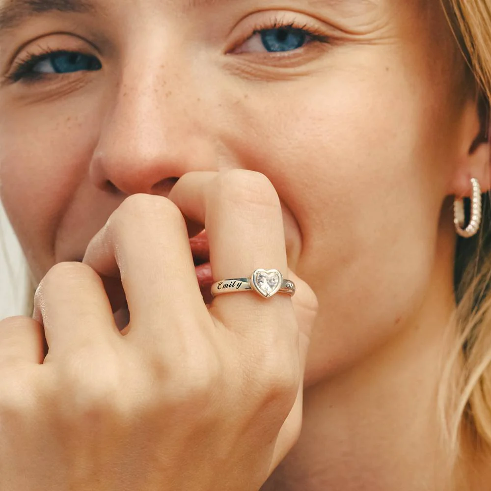 Vow Promise Ring with CZ Heart Stone in Sterling Silver - Image 3