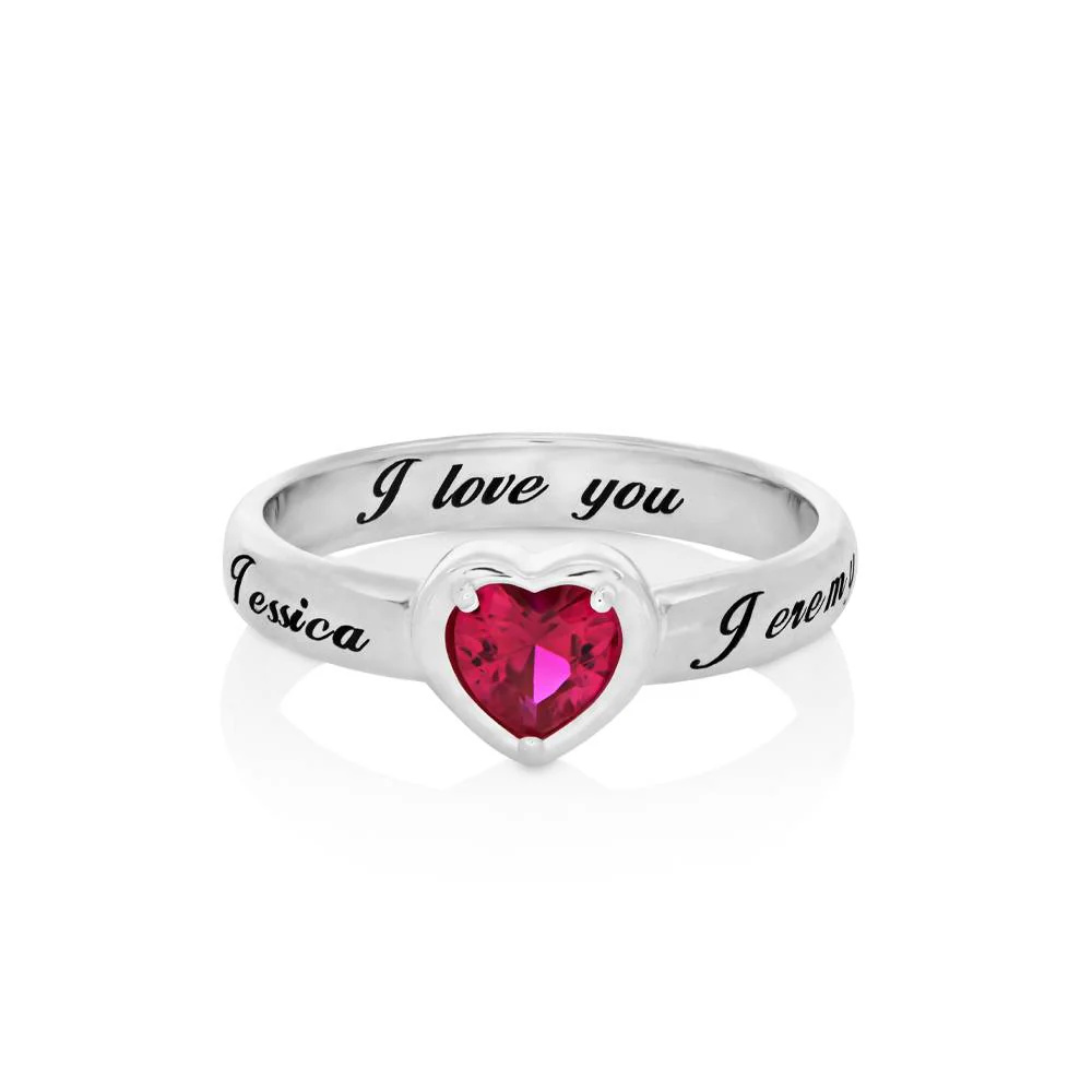 Vow Promise Ring with CZ Heart Stone in Sterling Silver - Image 4