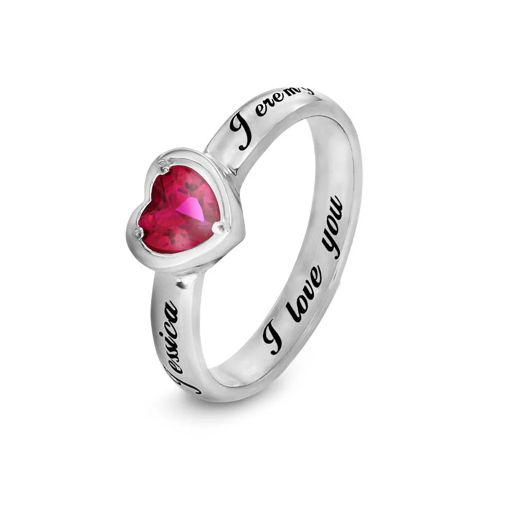 Vow Promise Ring with CZ Heart Stone in Sterling Silver - Image 5