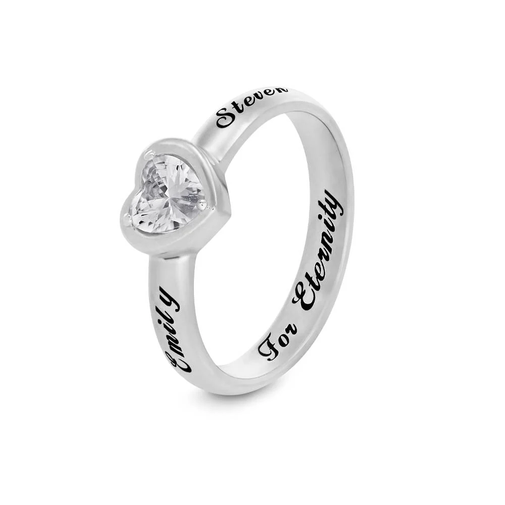 Vow Promise Ring with CZ Heart Stone in Sterling Silver - Image 6