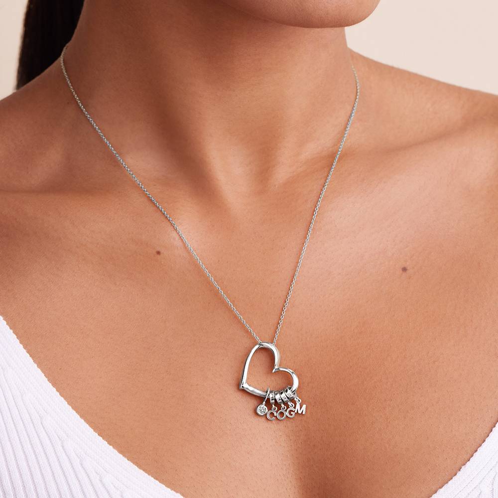 Delina Necklace with Drop Initials & 0.10CT Diamond in Sterling Silver - Image 3