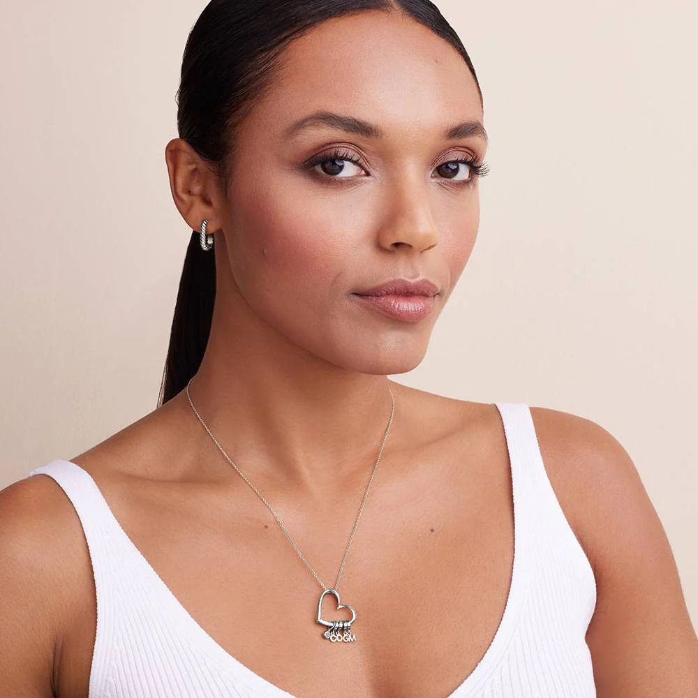 Delina Necklace with Drop Initials & 0.10CT Diamond in Sterling Silver - Image 5
