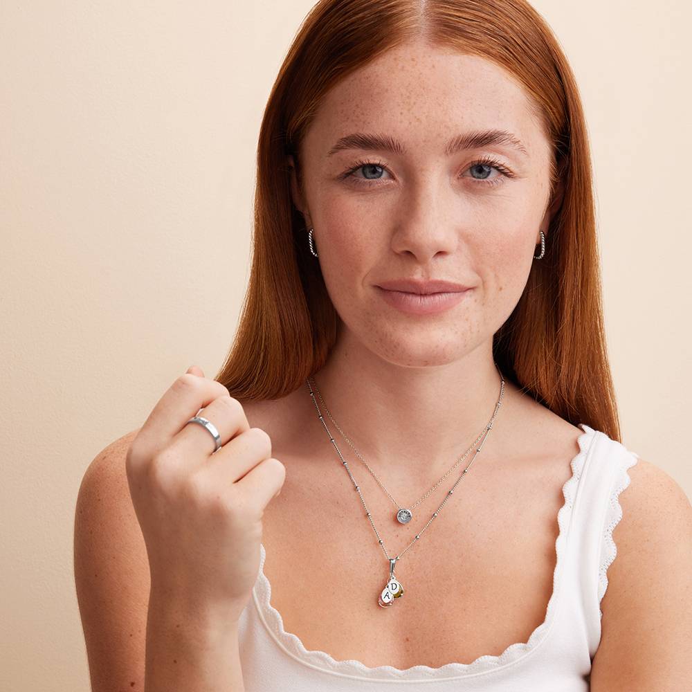 Marlotte Birthstone Initials Drop Necklace in Sterling Silver - Image 6