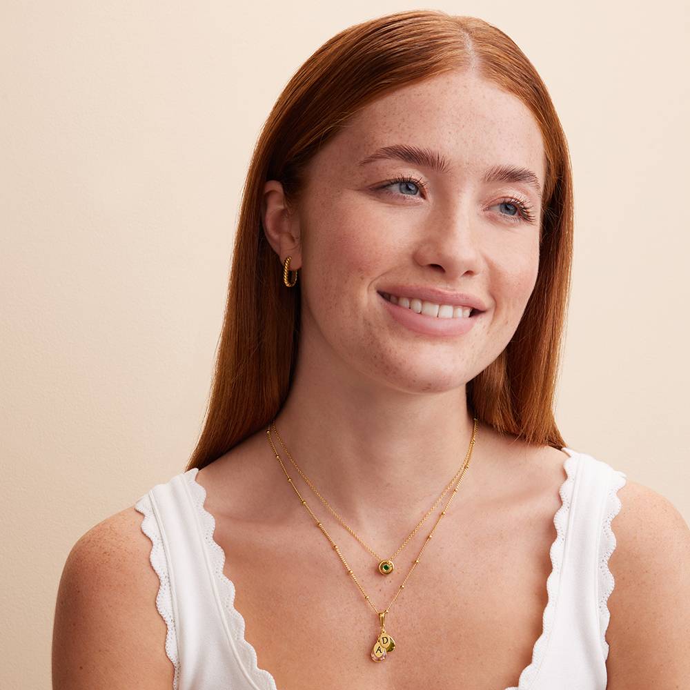 Marlotte Birthstone Initials Drop Necklace in 18K Gold Vermeil - Image 6