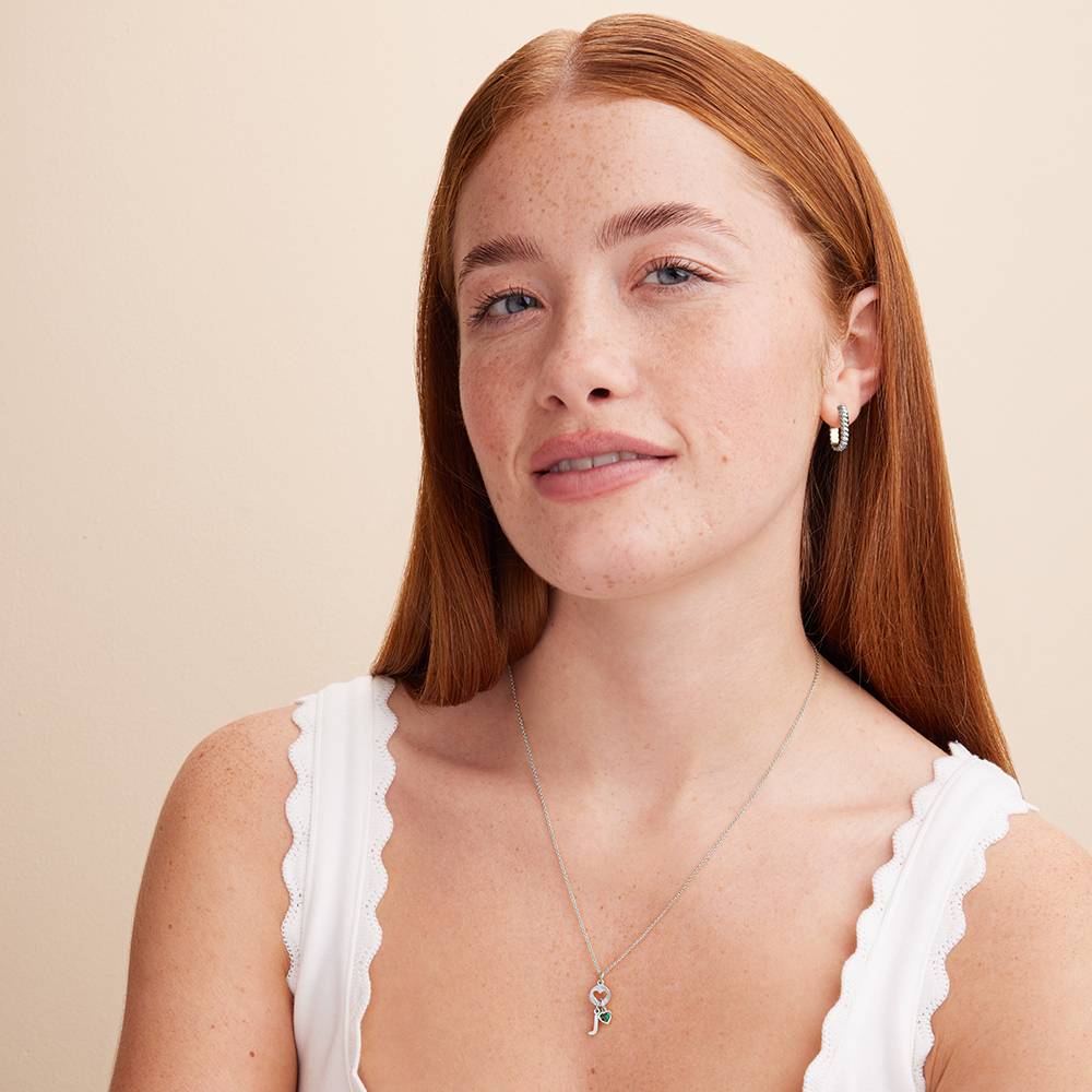 Noel Initial Necklace with Precious Heart Stone in Sterling Silver - Image 6
