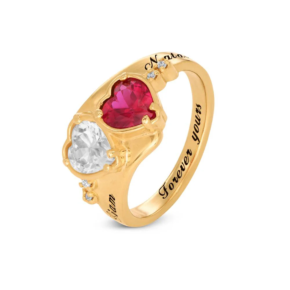 Evermore Promise Ring with CZ Heart Stones in 18K Gold Vermeil - Image 3