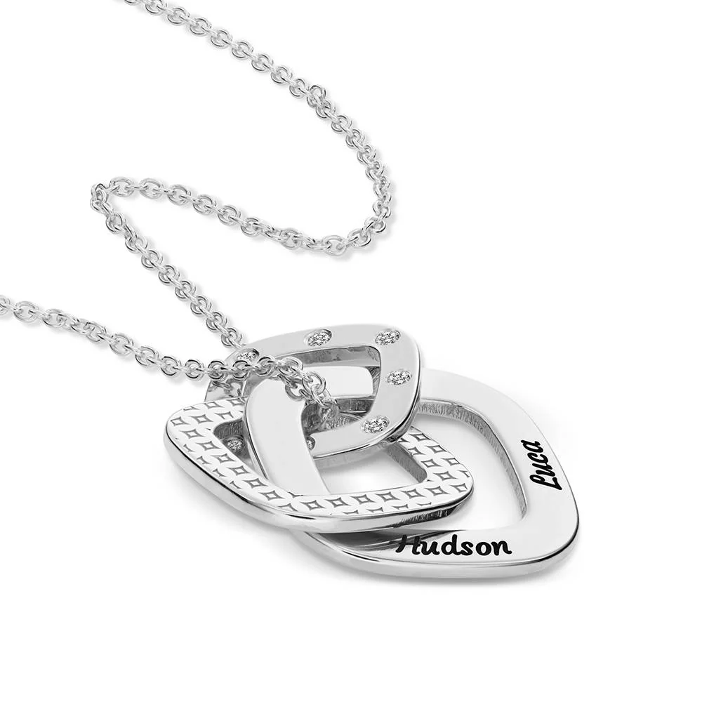 Teres Engraved Necklace with Diamonds in Sterling Silver - Image 5