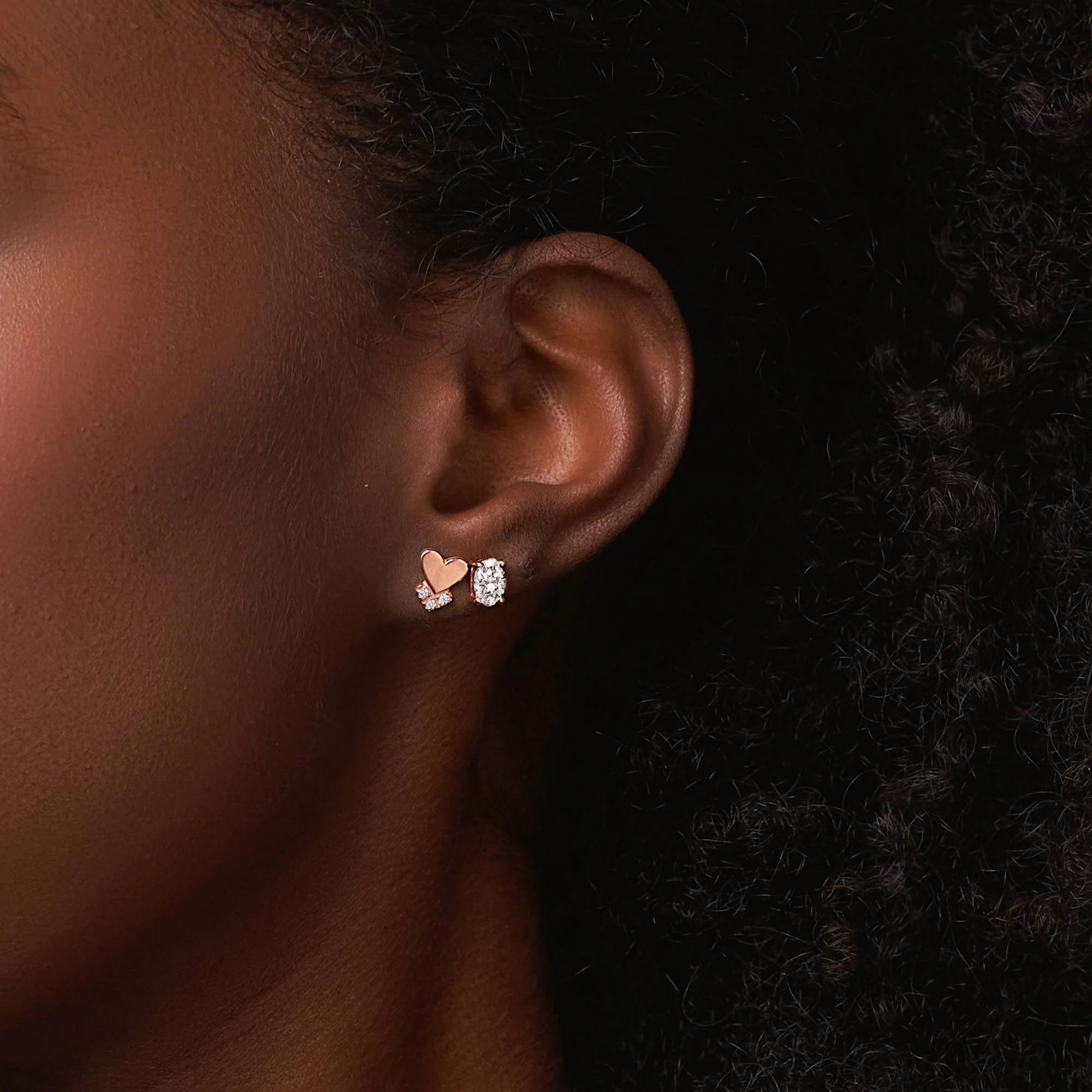 Remi Oval Stud Earrings in 18K Rose Gold - Image 4