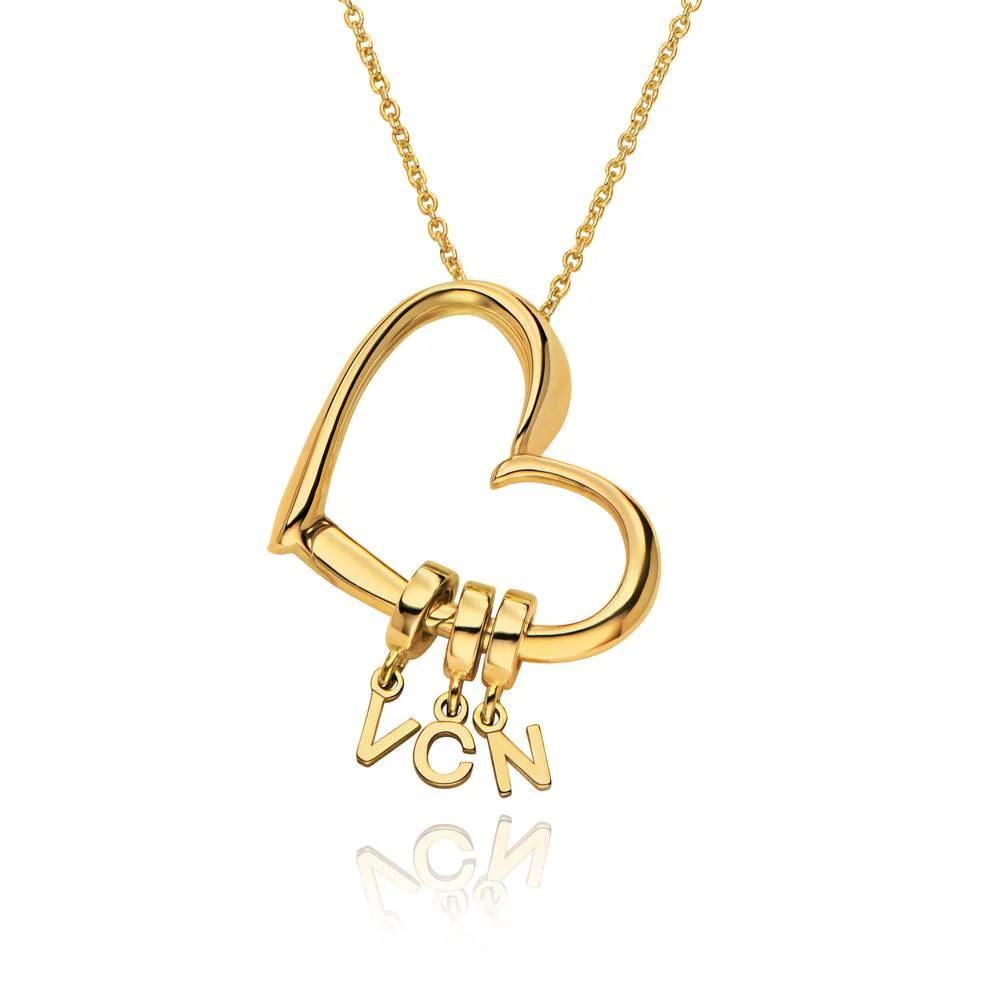 Delina Necklace with Drop Initials in 10K Yellow Gold
