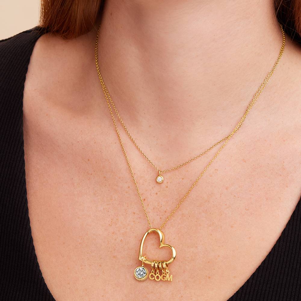 Delina Necklace with Drop Initials & 1CT Diamond in 10K Yellow Gold - Image 2
