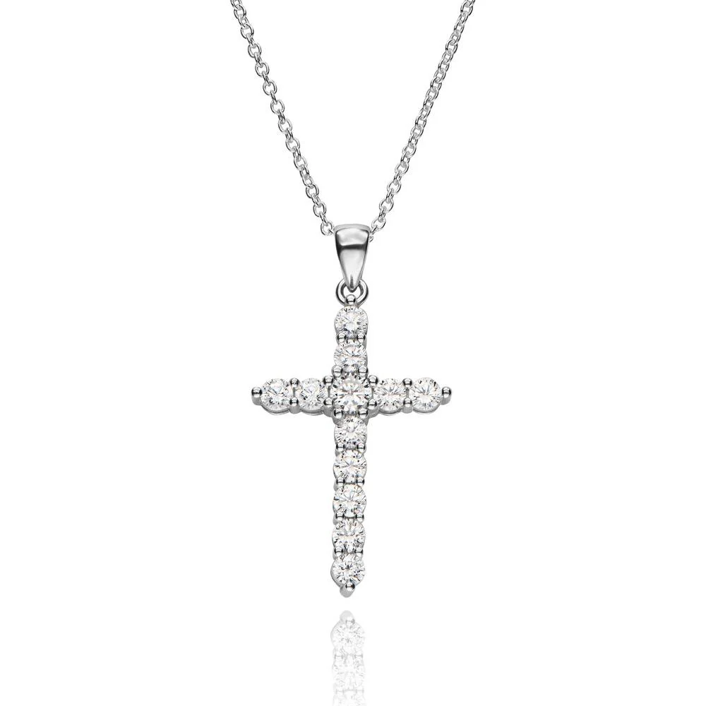 Cross CZ Pendant Necklace in Sterling Silver