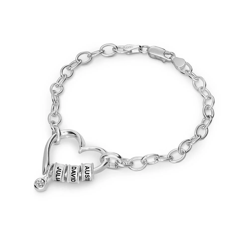 Delina Bracelet with Engraved Beads & 0.10CT Diamond in Silver Sterling