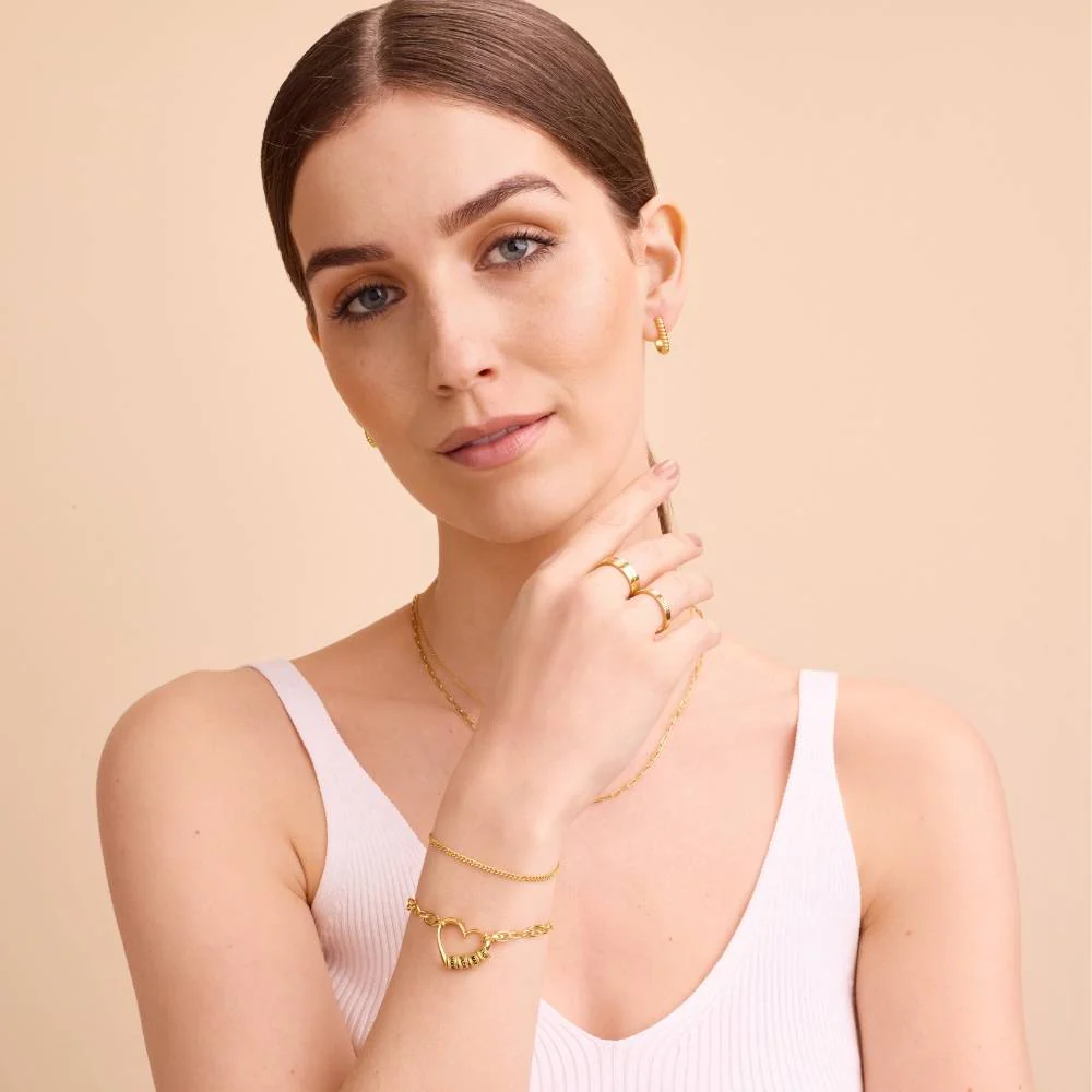 Delina Bracelet with Engraved Beads in 18K Gold Vermeil - Image 2
