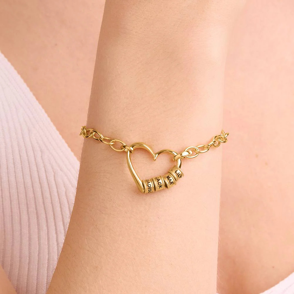 Delina Bracelet with Engraved Beads in 18K Gold Vermeil - Image 4