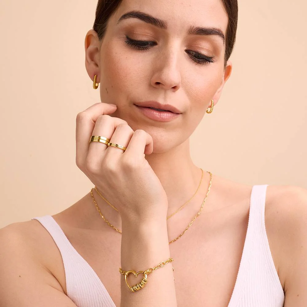 Delina Bracelet with Engraved Beads in 18K Gold Vermeil - Image 5
