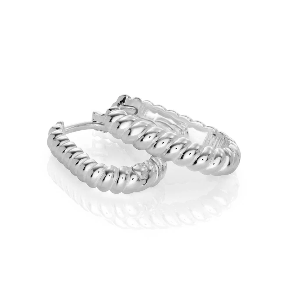 Aria Rope Huggies in Sterling Silver - Image 3