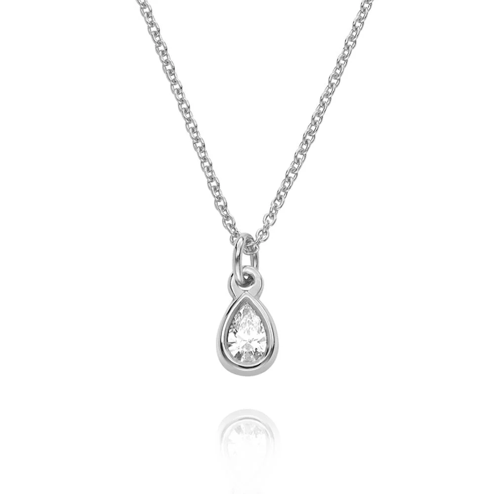Bianca Teardrop Necklace with 0.20CT Diamond in Sterling Silver