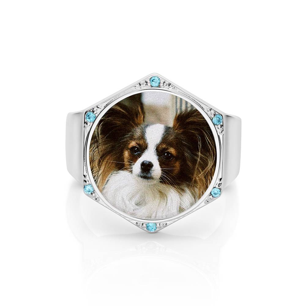 Hexagon Photo Ring in Silver Finish - Nicky Hilton Collection - Image ring