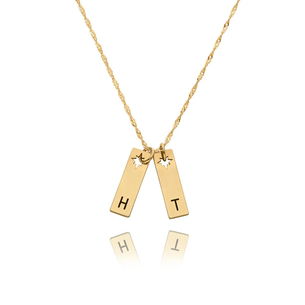 Starlit Initial Pendant Necklace in 14K Yellow Gold