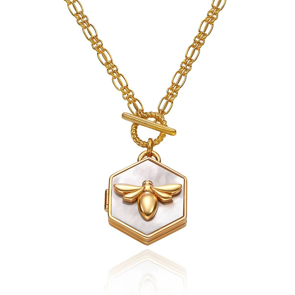 Bee Loved Locket with Mother of pearl - Nicky Hilton Collection