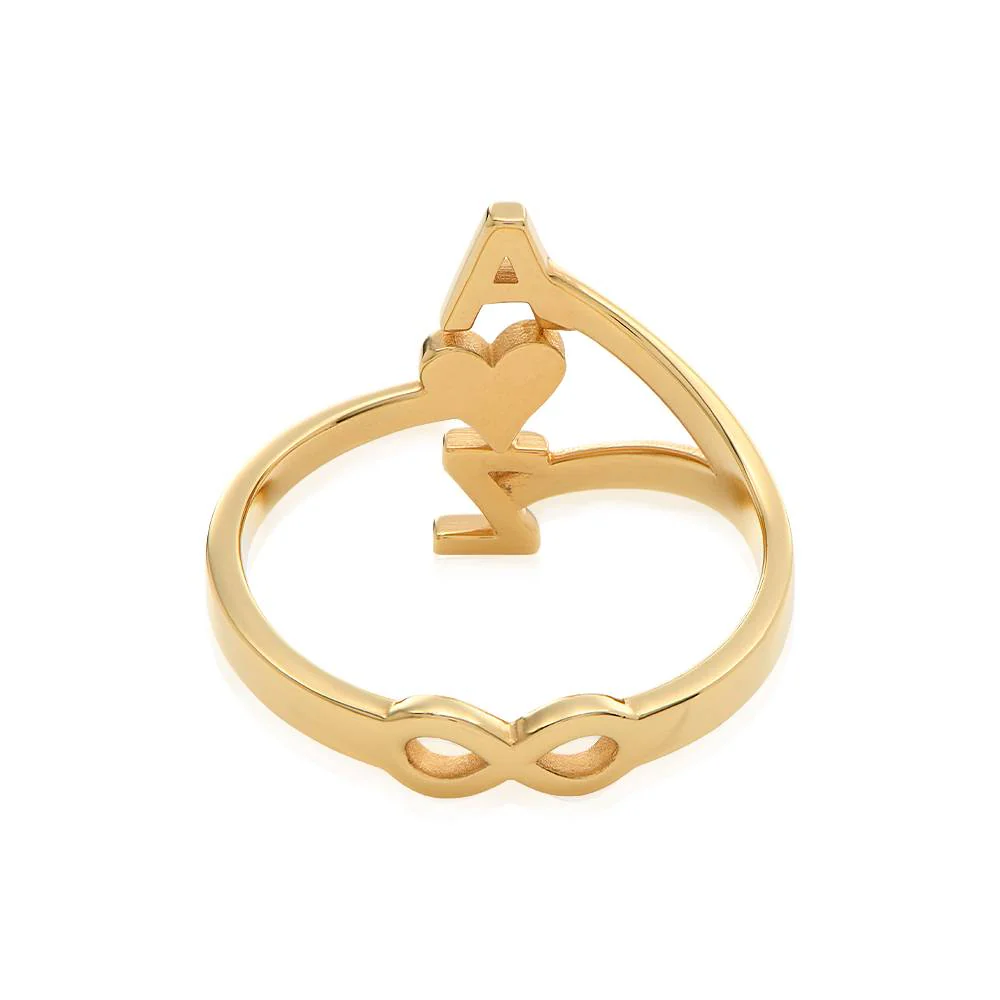 Three Initial Infinity Ring in 18K Gold Plating - Image 5