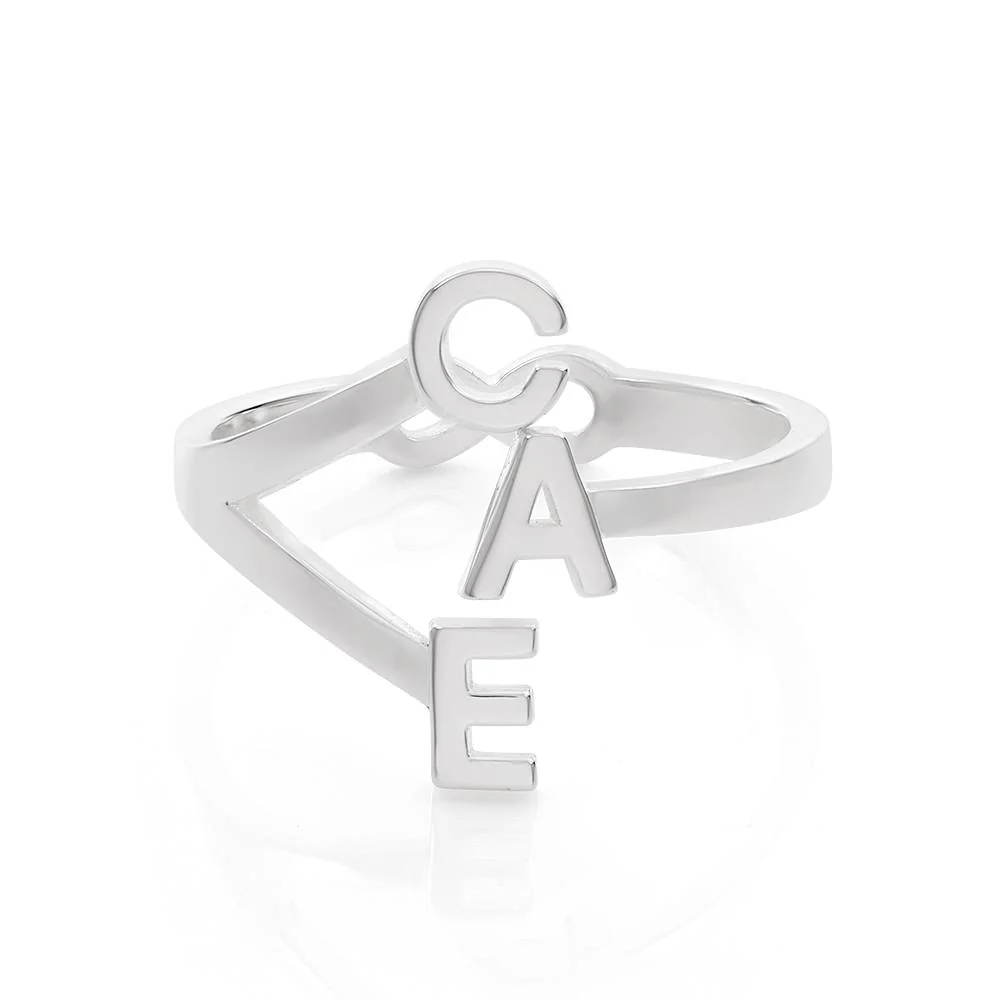 Three Initial Infinity Ring in Sterling Silver