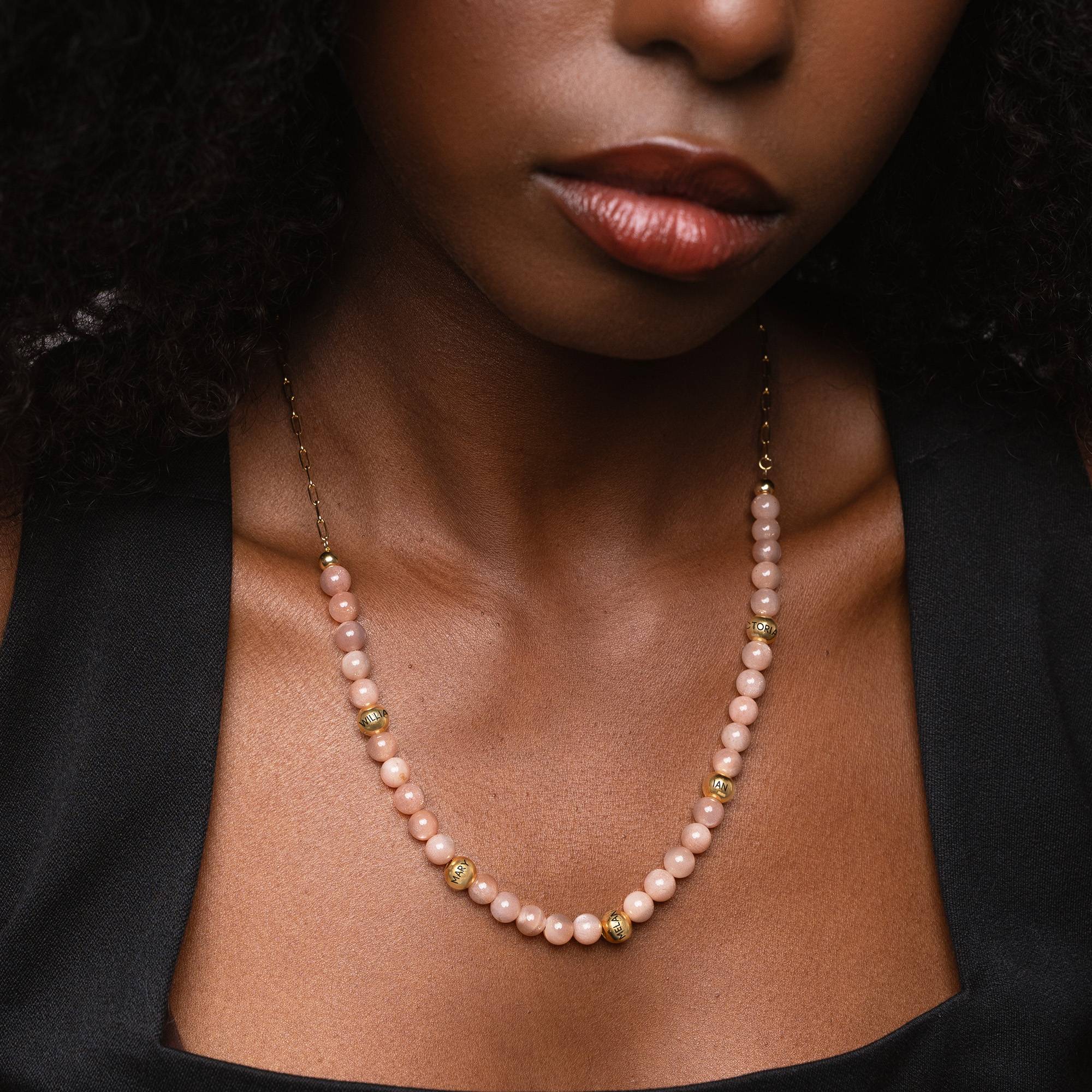 Sunstone Semi-Precious Balance Bead Necklace in 18K Gold Vermeil - Image 3
