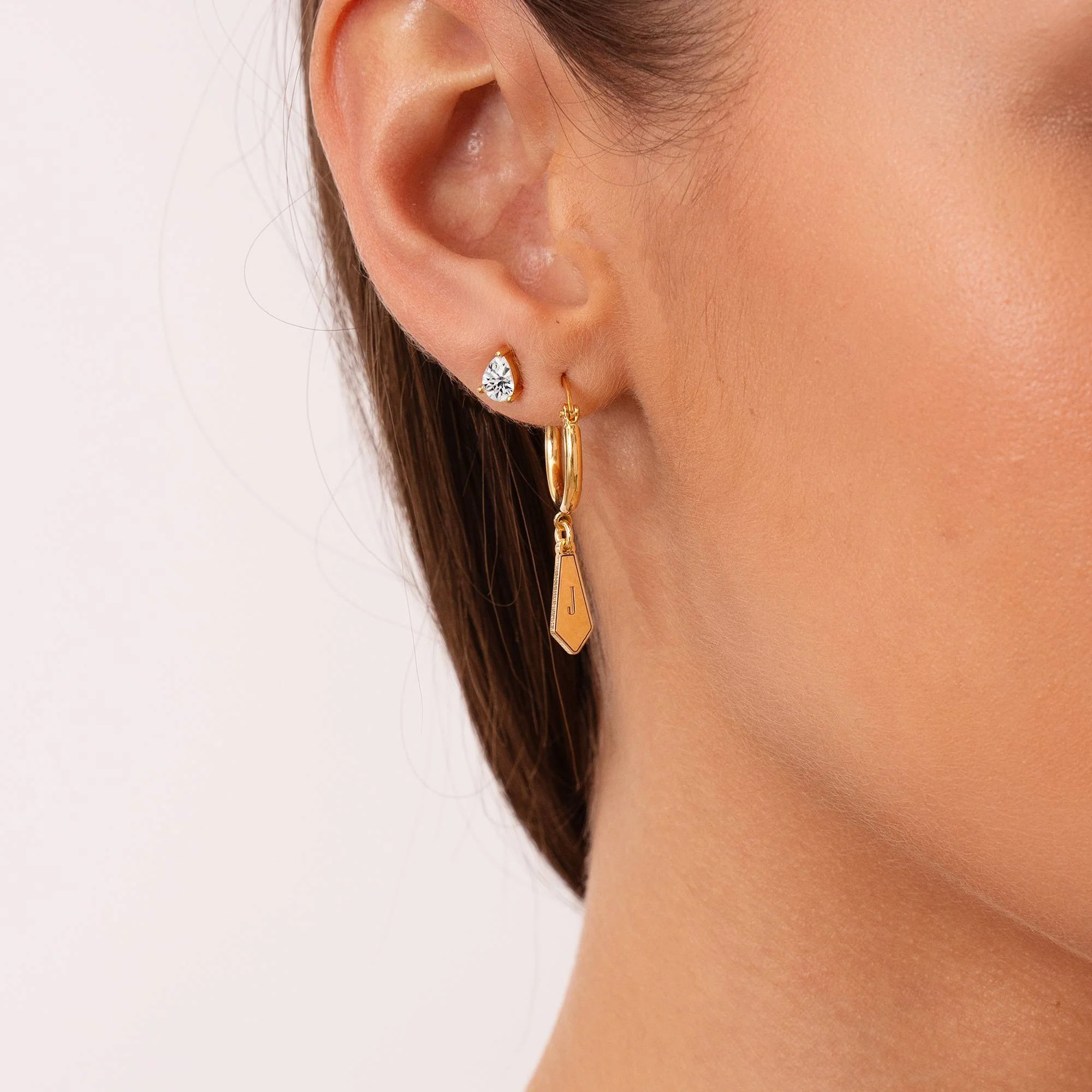 Gia Drop Initial Huggies in 18K Gold Vermeil - Image 3