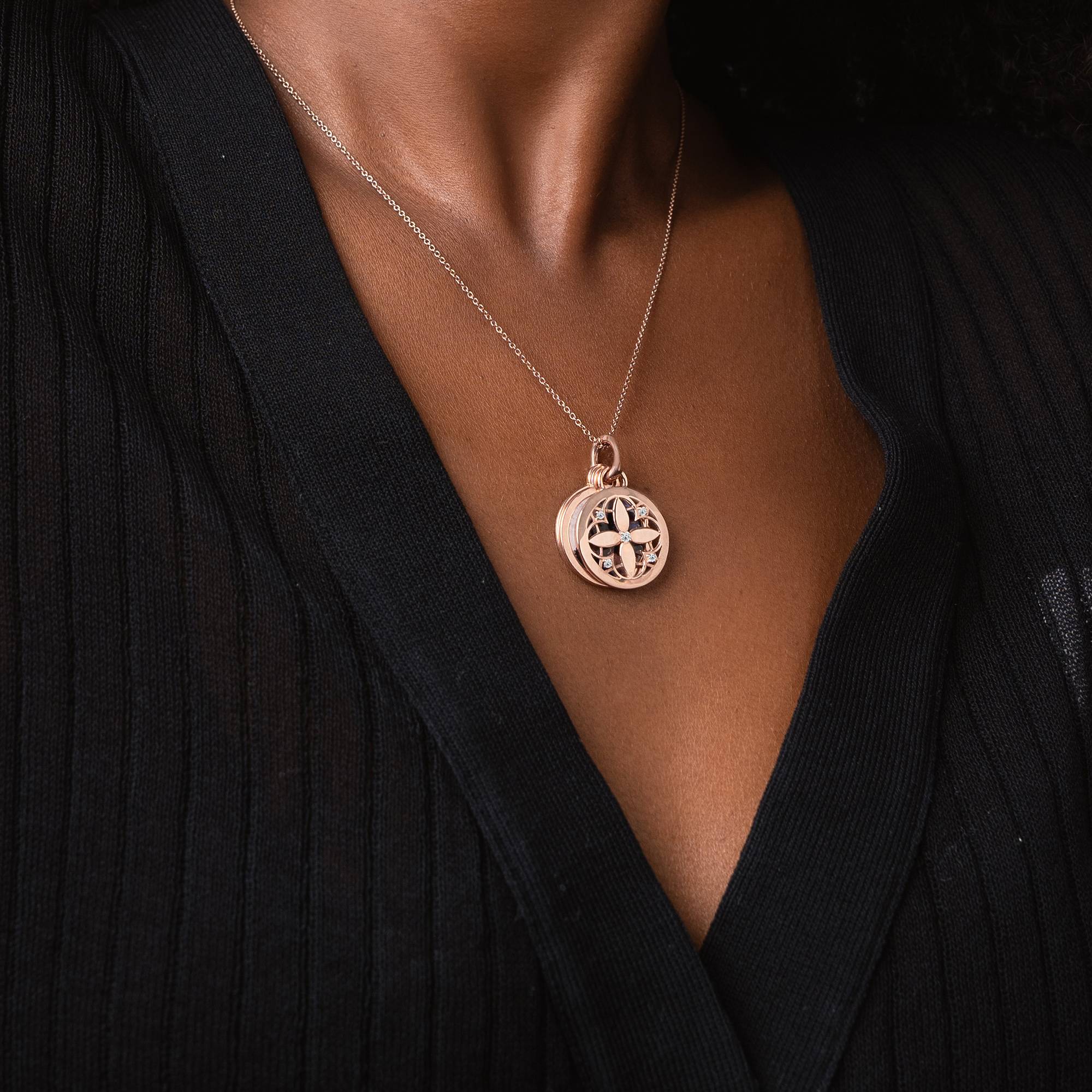 Floret Photo Pendant Necklace in 18K Rose Gold Plating - photo into necklace - Image 2