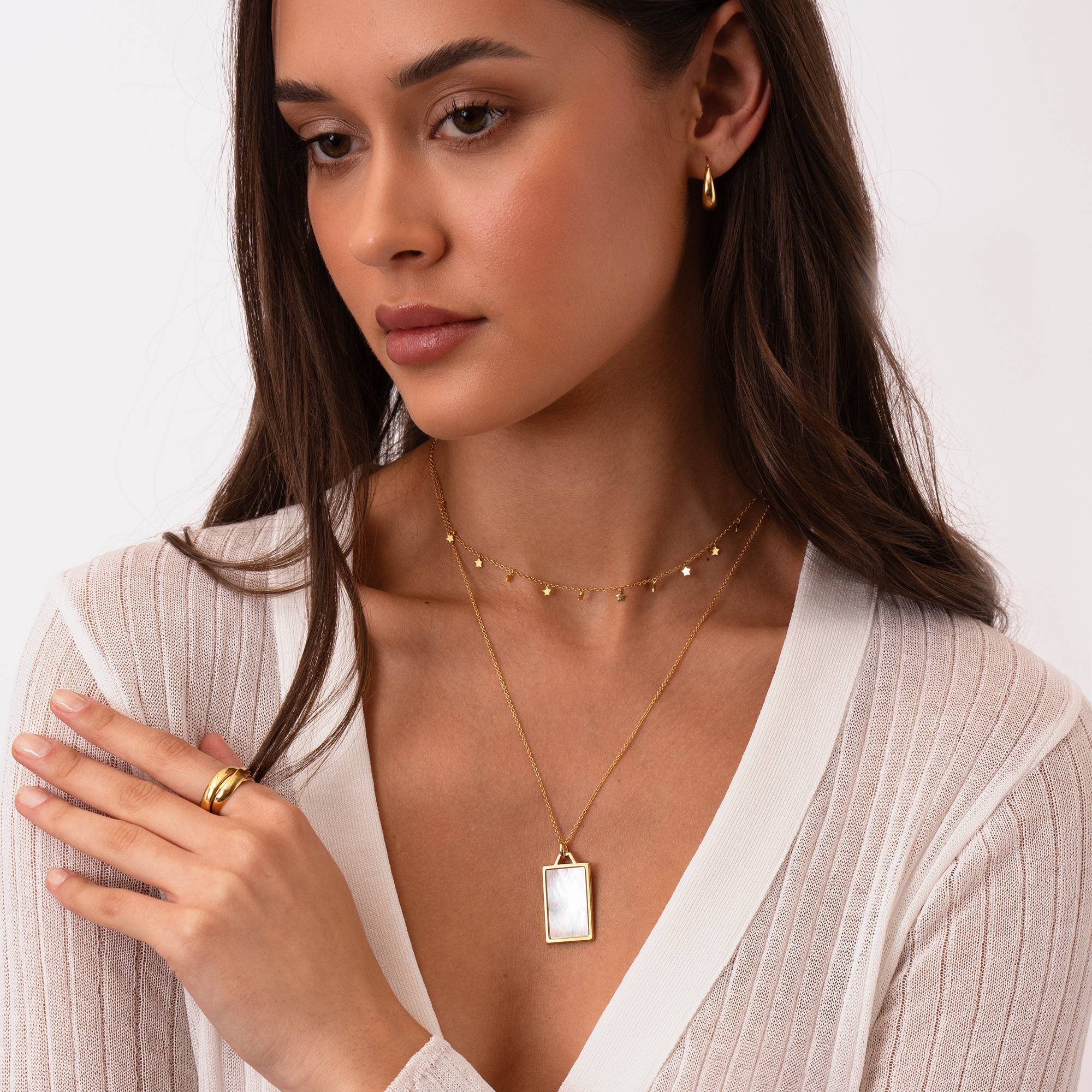 Celestial Mother of Pearl Personalized Necklace in 18K Gold Plating - Image 5