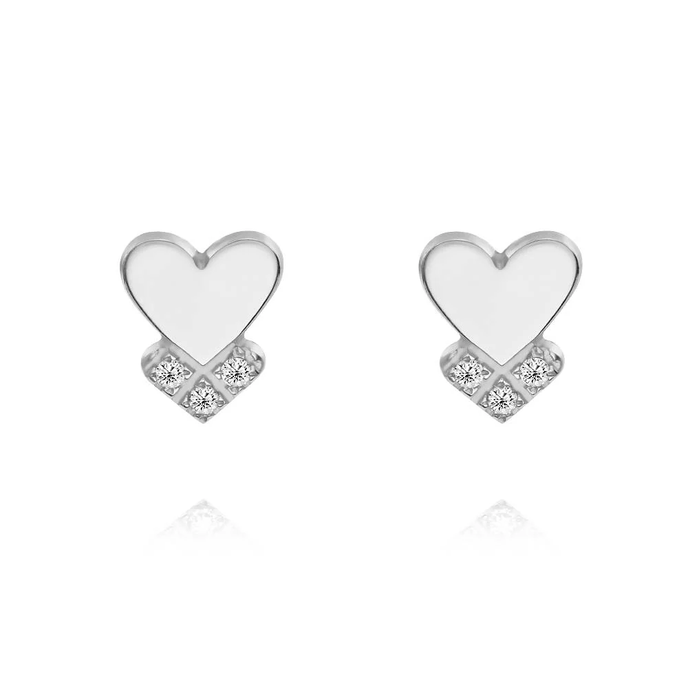 Dakota Heart Earrings with Diamonds in Sterling Silver