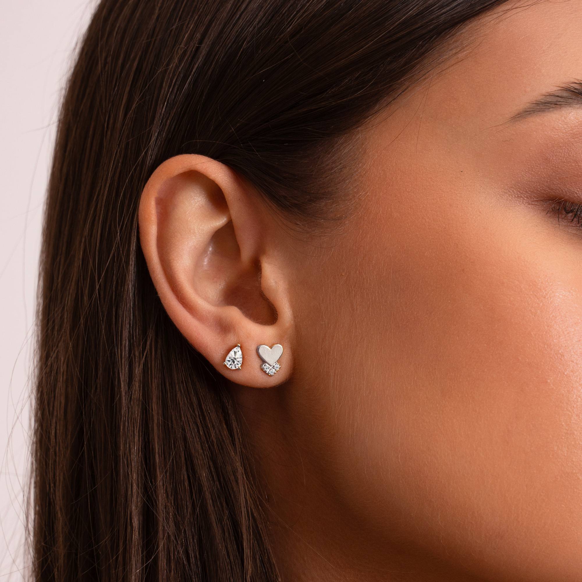Dakota Heart Earrings with Diamonds in Sterling Silver - Image 4