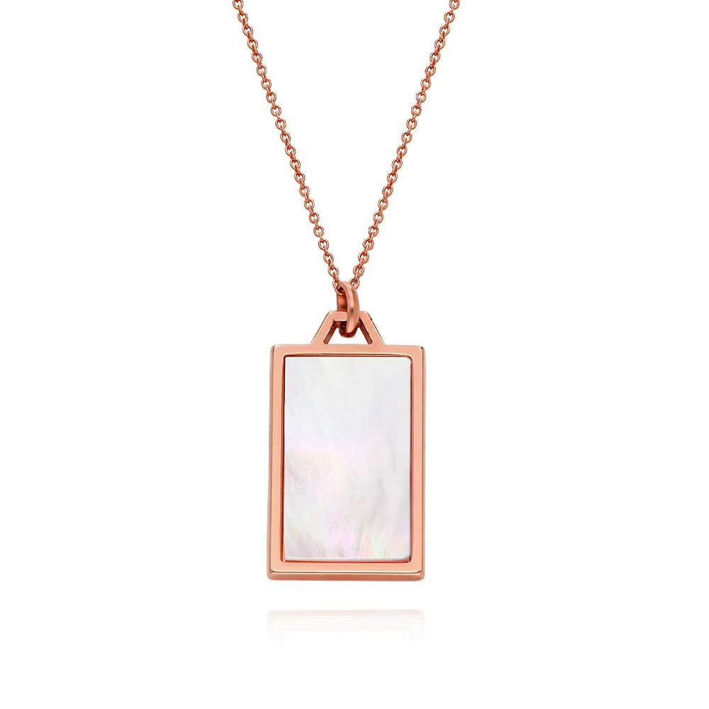 Celestial Mother of Pearl Personalized Necklace in 18K Rose Gold Plating