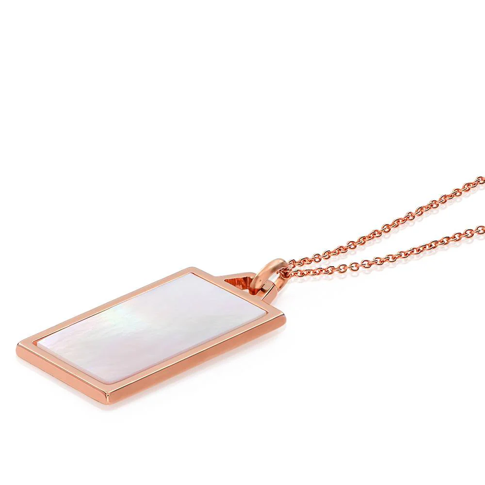 Celestial Mother of Pearl Personalized Necklace in 18K Rose Gold Plating - Image 4
