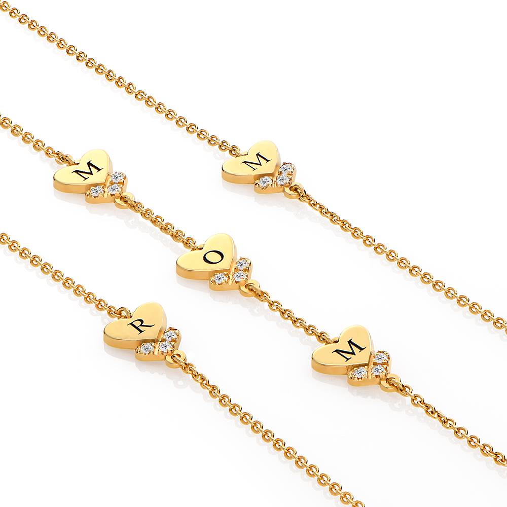 Dakota Heart Initial Bracelet with Diamonds in 18K Gold Vermeil - Image 3