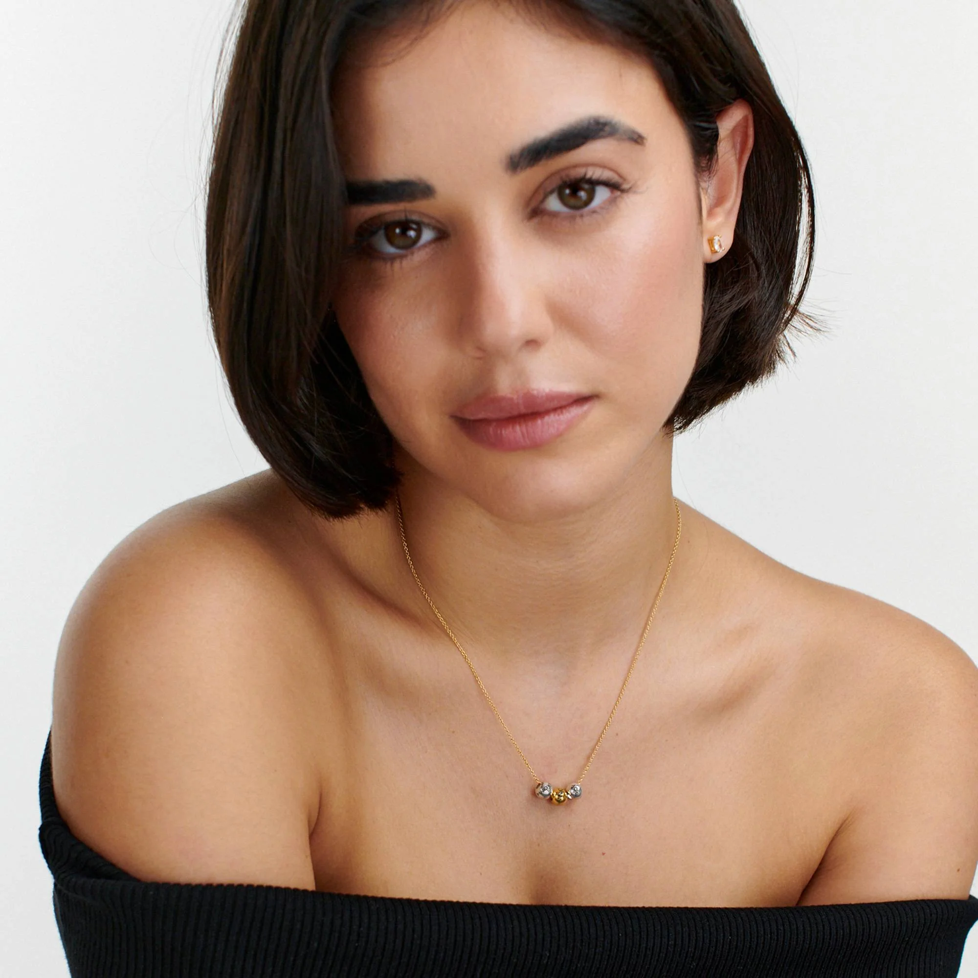 Mixed Metals Balance Charm Necklace with 18K Gold Plating Chain - Image 2