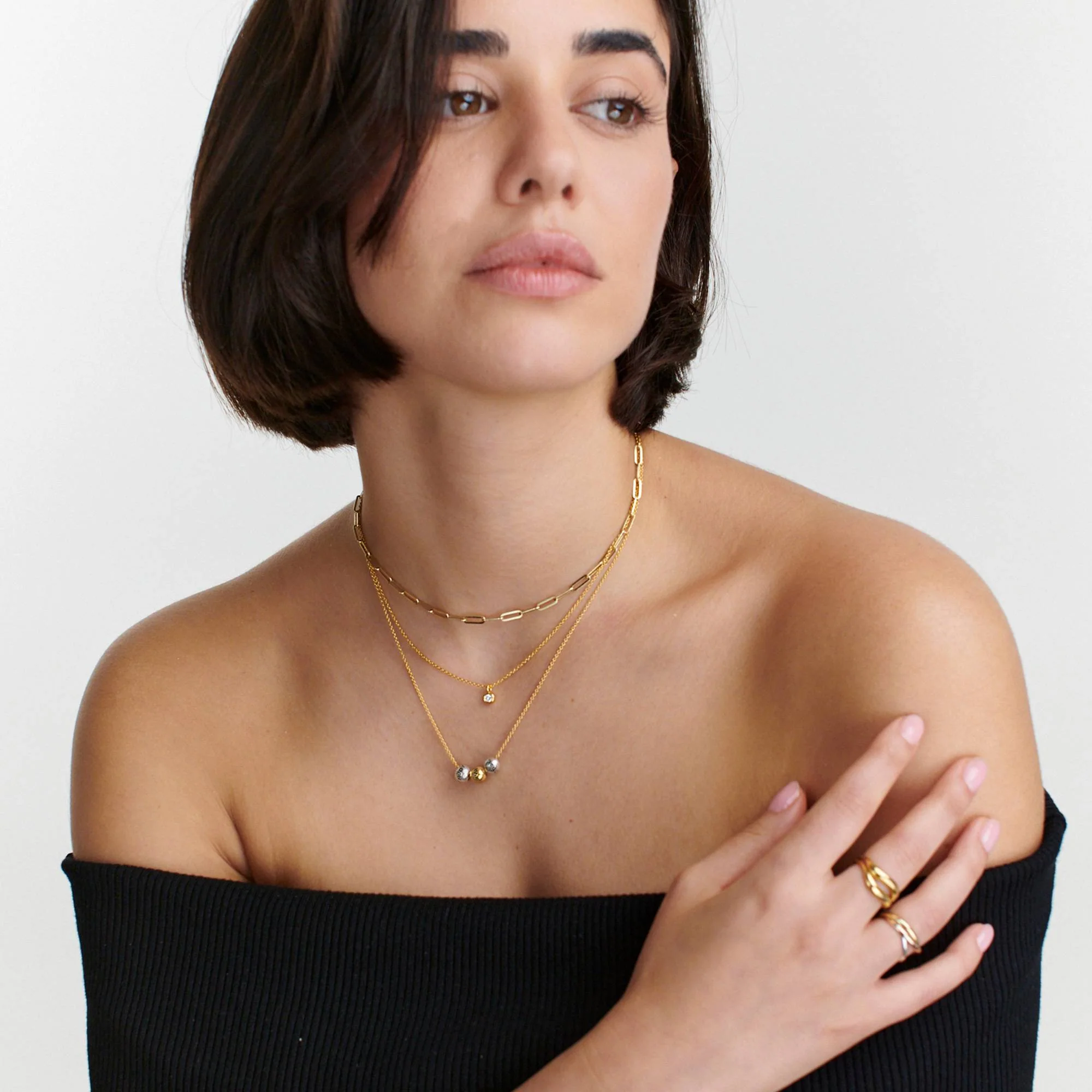 Mixed Metals Balance Charm Necklace with 18K Gold Plating Chain - Image 4