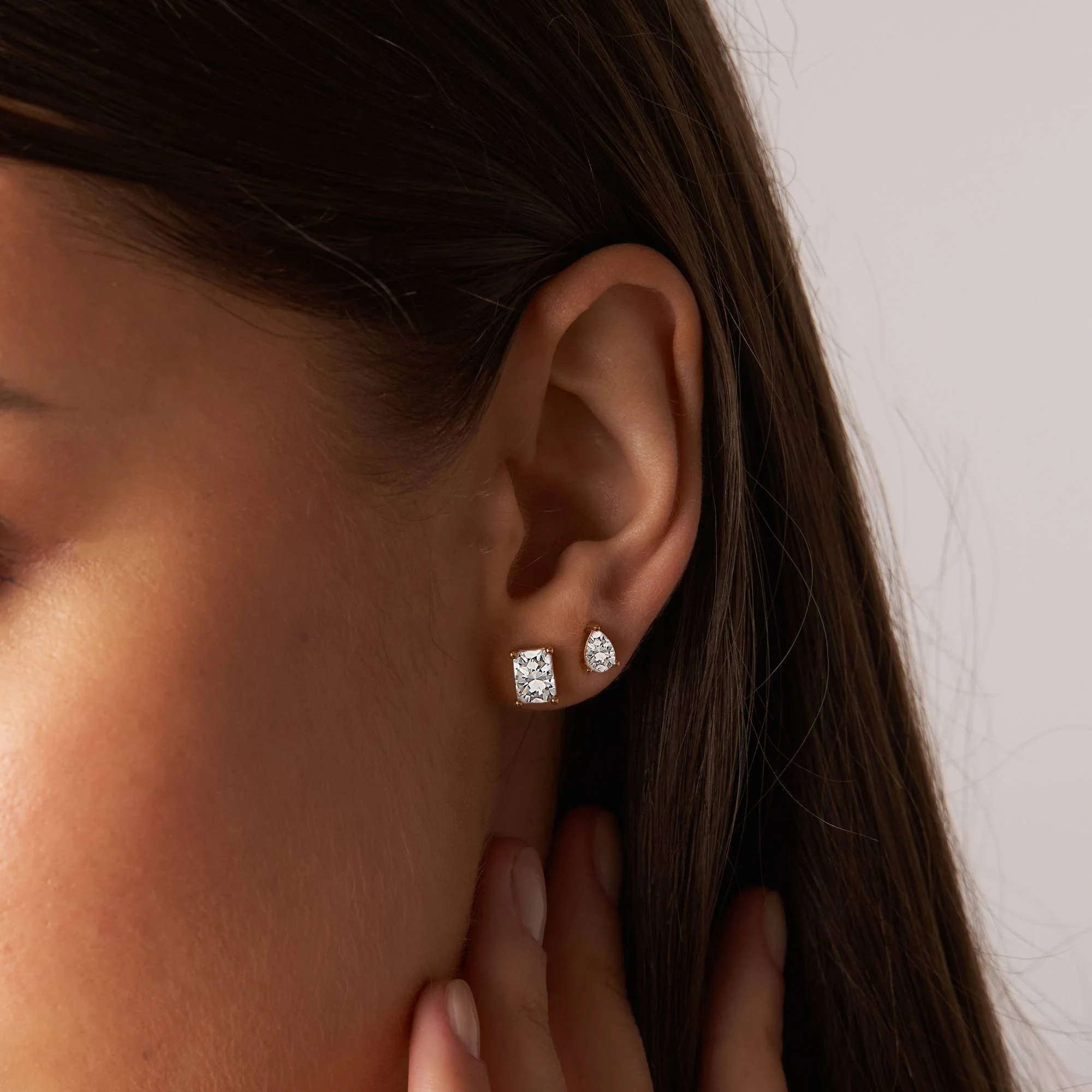 Lorelai Rectangle Stud Earrings in 18K Gold Plating - Image 2