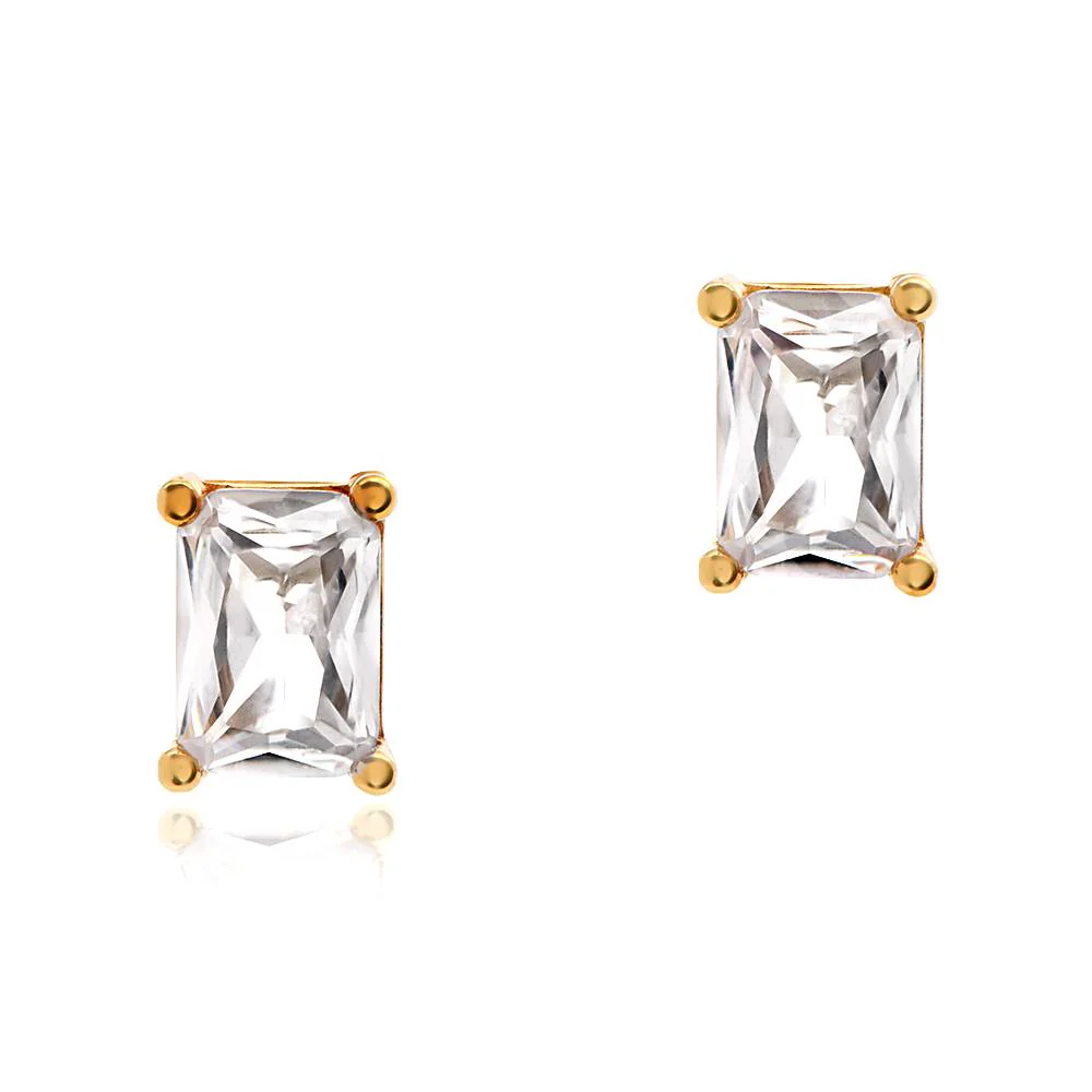 Lorelai Rectangle Stud Earrings in 18K Gold Plating - Image 4