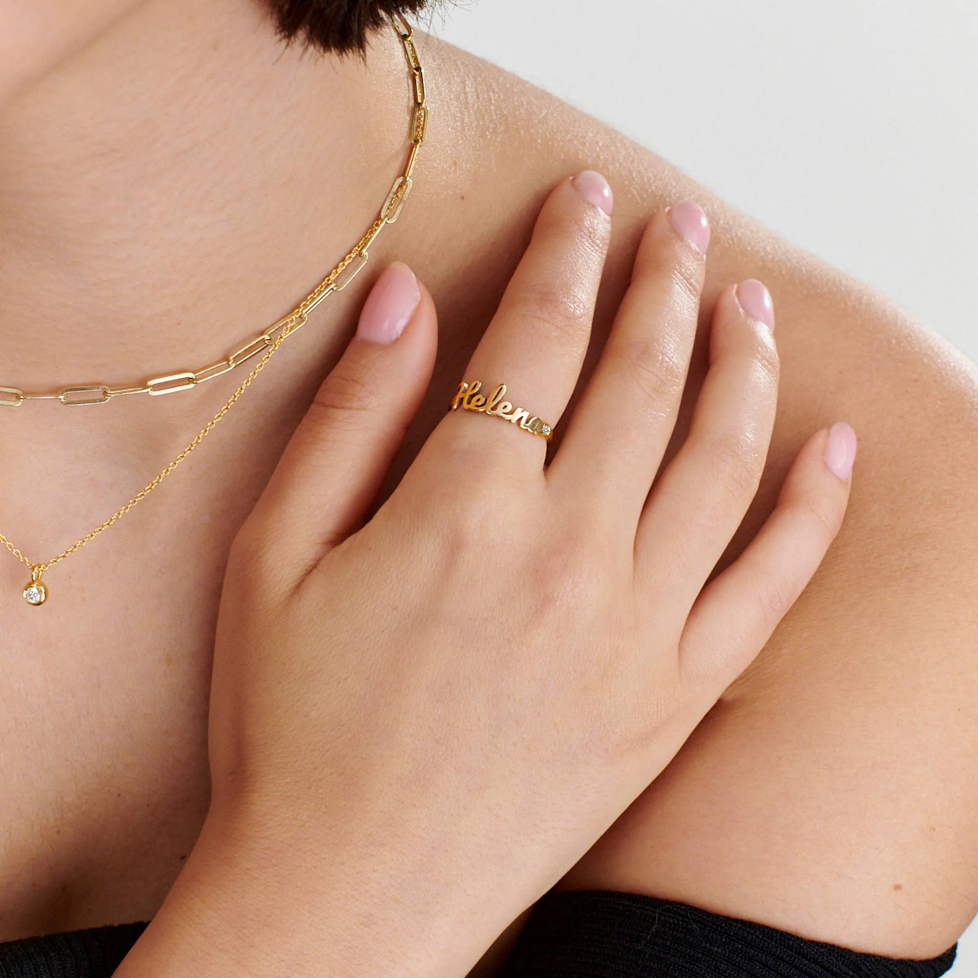 Script Name Ring with Diamond in 18K Gold Vermeil - Image 4