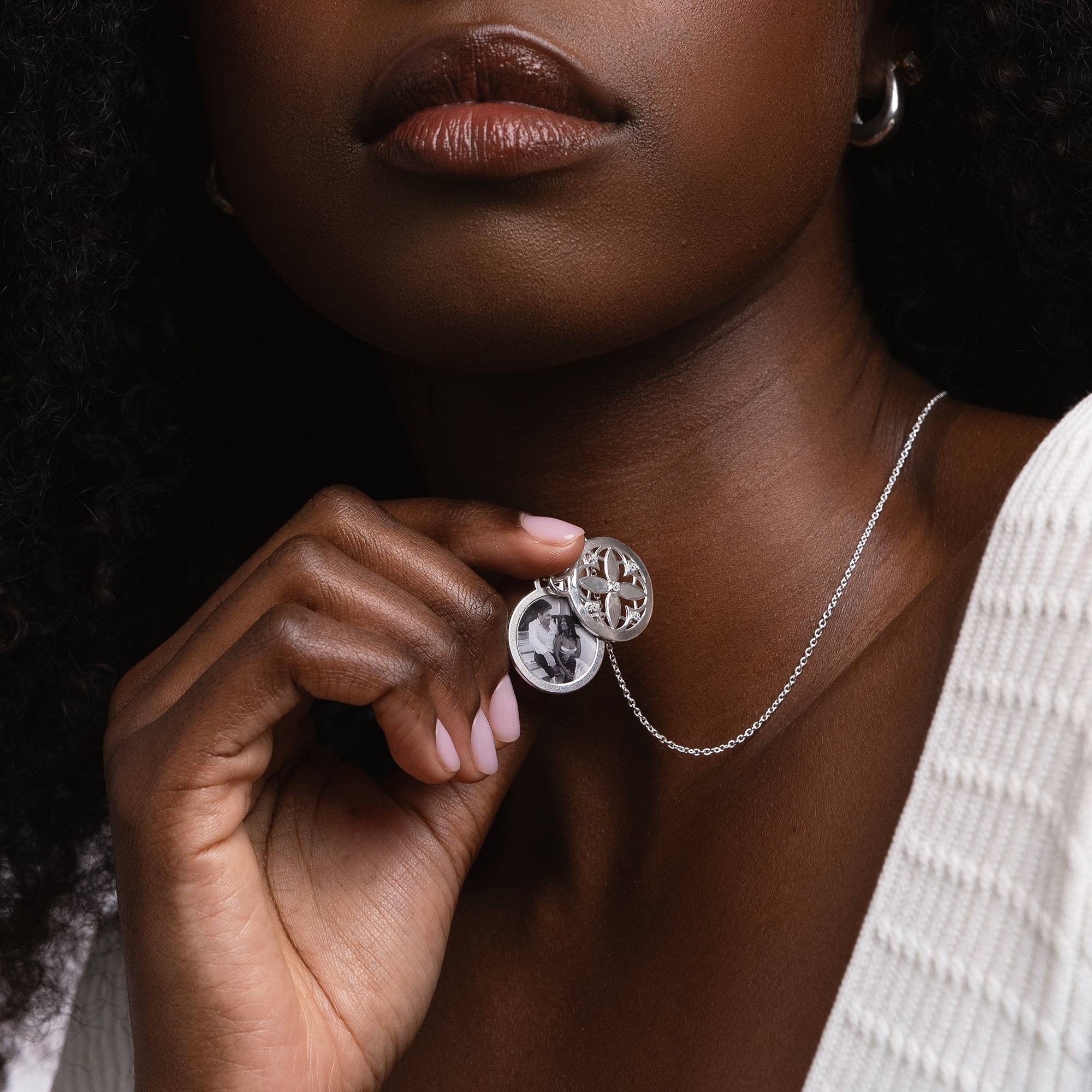 Floret Photo Pendant Necklace in Sterling Silver - Image Necklace - Image 4