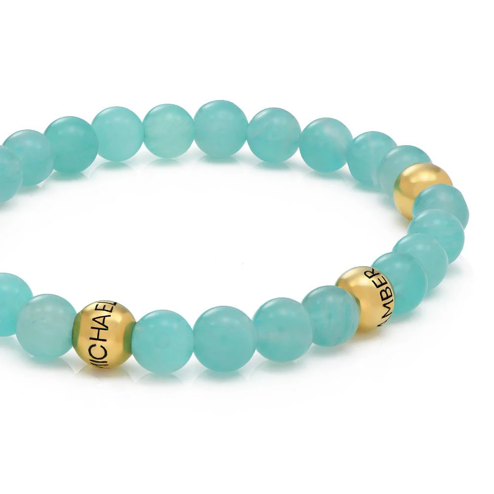 Amazonite Semi-Precious Balance Bead Bracelet in 18K Gold Plating