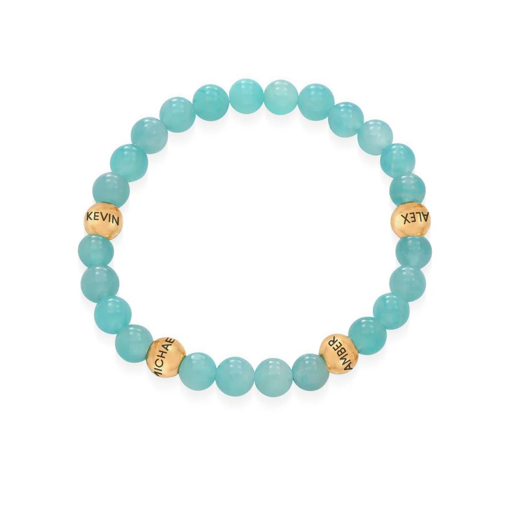 Amazonite Semi-Precious Balance Bead Bracelet in 18K Gold Plating - Image 3