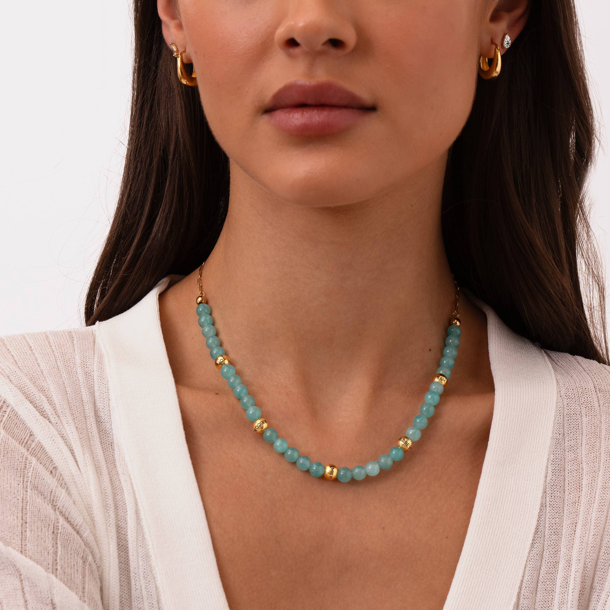 Amazonite Semi-Precious Balance Bead Necklace in 18K Gold Vermeil - Image 3
