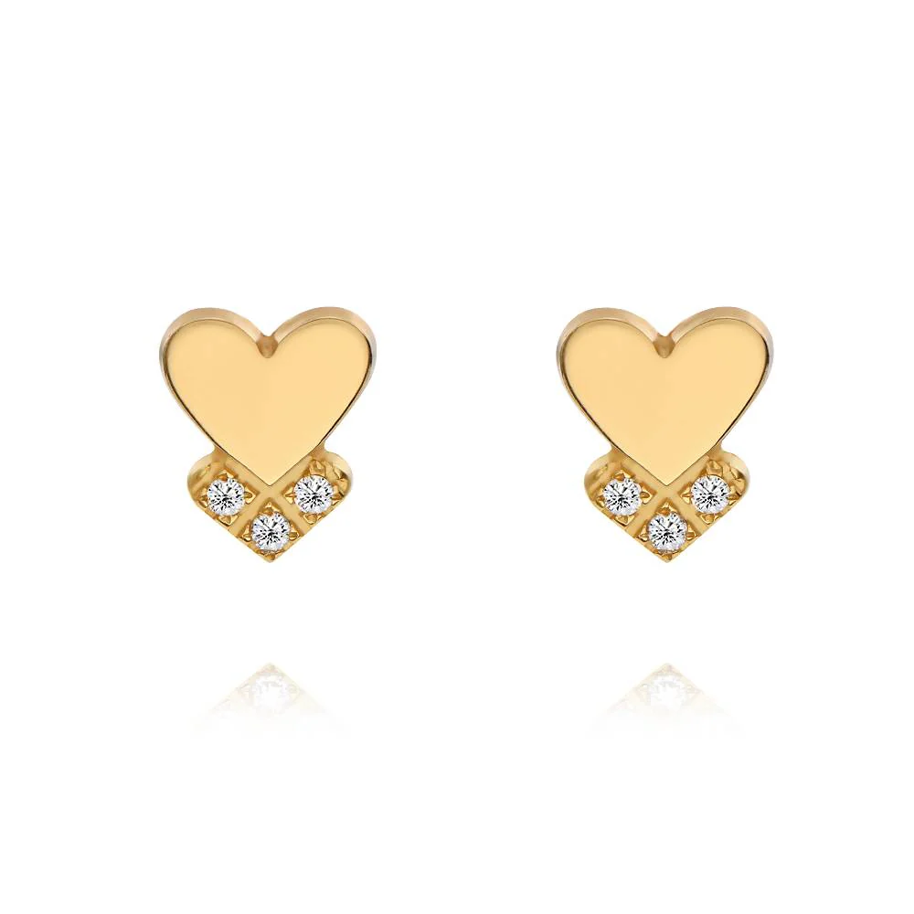 Dakota Heart Earrings with Diamonds in 18K Gold Vermeil
