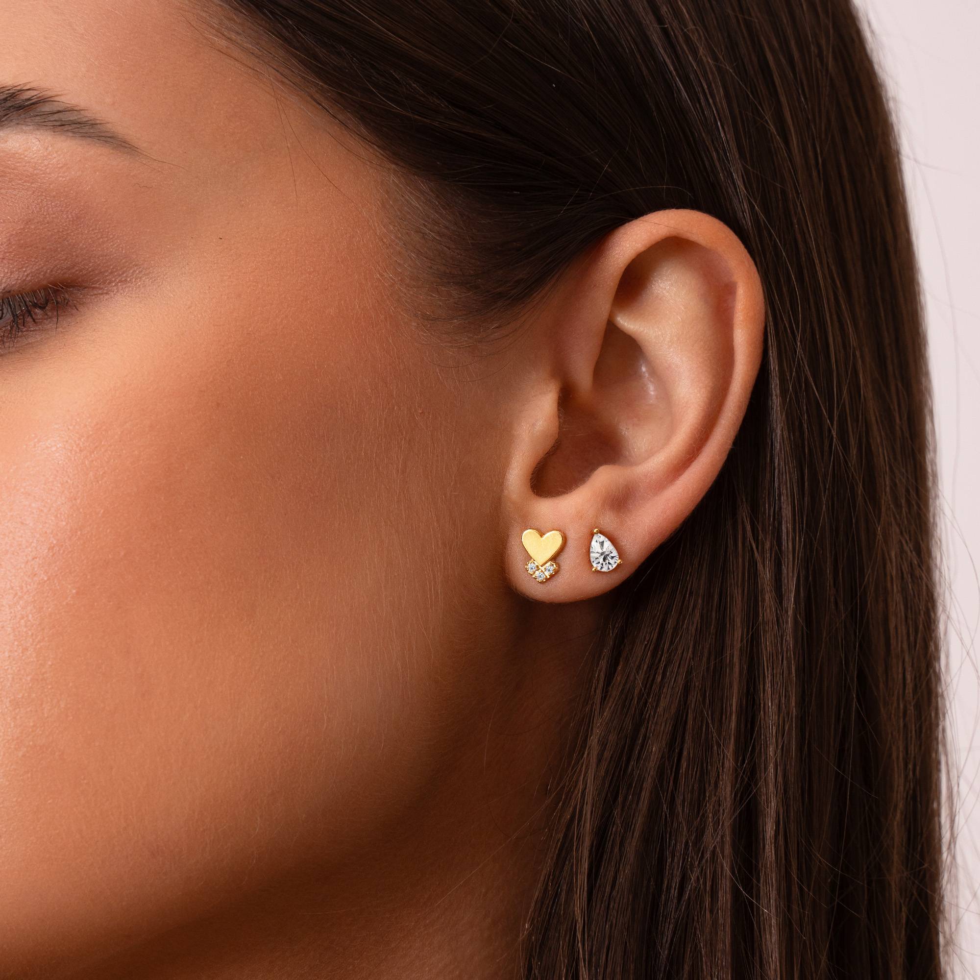 Dakota Heart Earrings with Diamonds in 18K Gold Vermeil - Image 4