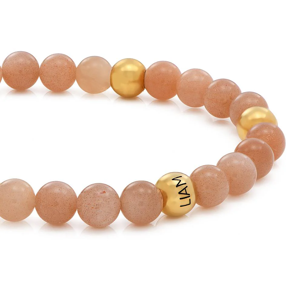 Sunstone Semi-Precious Balance Bead Bracelet in 18K Gold Vermeil - Image 2